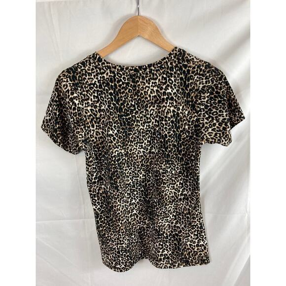 Socialite Scoop Neck Leopard Print Short Sleeve T-Shirt size small - Picture 5 of 5
